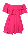 Chiffon Off The Shoulder Ruffle Layered Shirred Nimi Dress