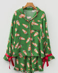 Christmas Bow Top and Ruffle Shorts Pajama Set