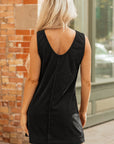 Solid Corduroy Sleeveless Pocketed Mini Dress