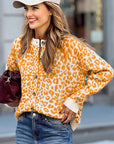 Leopard Drop Shoulder Chunky Cardigan Sweater