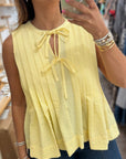 Bow Tie Pleated Tank Top