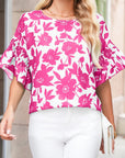 Floral Ruffle Short Sleeve Blouse