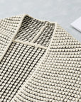 Plaid Textured Knitted Open Front Cardigan