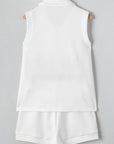 Cleo Textured Half Zip Tank Top Drawstring Shorts Set