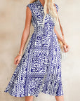 Floral Smocked Waist Sleeveless Midi Dress