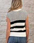 Irene Striped O Neck Sweater Vest