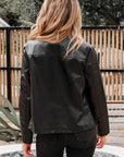 Olive Faux Leather Buttoned Front Boxy Jacket