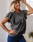 Solid Layered Ruffle Short Sleeve Round Neck Top