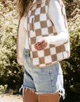 Checker Sherpa Collared Zip Up Vest