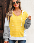 Margot Stripe Drawstring Loose Fit Hooded Top