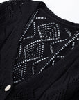 Solid Openwork Knit Button-Up Cardigan