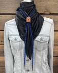 35X35" Solid Black Wild Rag / Scarf - Leather Slide and Bolo Tie