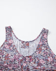 Floral Pleated Button Up Tank Top