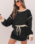 Colorblock Long Sleeve Top and Skort Set