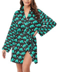 Turquoise cowgirl Hat Women's Belted Satin Feel Dressing Lounge Robe