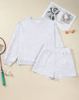Plus Size Bow Embroidered Pullover and Shorts Set