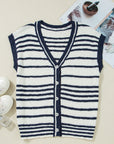 Arlette Loose Buttoned V Neck Sweater Vest