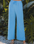 Solid Corded T-Shirt and Pants Set