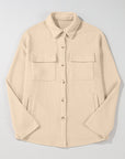 Solid Corduroy Button-Up Long Sleeve Jacket