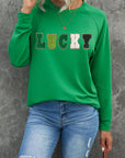 LUCKY Chenille Embroidered Graphic Sweatshirt