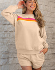Colorblock Stripe Pullover and Shorts Set