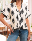 Short Sleeve V Neck Blouse