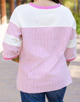 Aliyah Striped Patchwork 3/4 Sleeve Casual Top