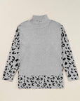 Leopard Colorblock Mock Neck Sweater