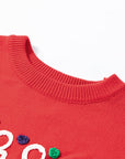 Plus Size Christmas Merry Embroidered Dotted Sweater