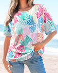 Bow Waffle Knit Crewneck Top