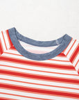 Stripe Contrast Trim Raglan T-Shirt
