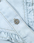 Mazie Mineral Wash Cap Sleeve Frilled Button Up Denim Shirt