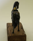 Large Original Loving Horse with his Saddle Western Art Cowboy Bronze Sculpture
