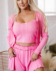 Ayla Cropped Cami Shorts and Cardigan Lounge Set