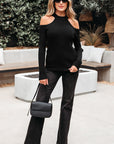 Bailey Ribbed Knit Cold Shoulder Sweater