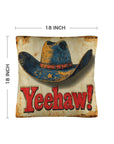 Vintage Western Yeehaw Throw Pillow Case 18 x 18 Made in America