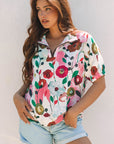 Adele Floral Slit V Neck Blouse