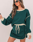 Colorblock Long Sleeve Top and Skort Set