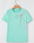 Nora Bow Embellished Round Neck Top