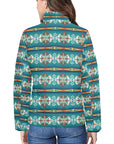 Teal Aztec Women's Puffy Bomber Jacket