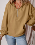 Kate Fleece Lined Half Zipper Kangaroo Pockets Loose Hoodie