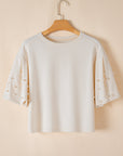 Sylvia Pearled Puff Sleeve Loose Top