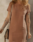 Corded Knit Pocketed T-Shirt Dress