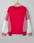 Stripe Patchwork Long Sleeve Colorblock Sweatshirt