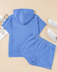 Karina Casual Zipped Short Sleeve Hoodie and Shorts Set