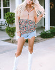 Gemma Floral Half Zip Kangaroo Pocket Hoodie