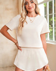 Cropped Tee and Ruffle High Waist Skort Set