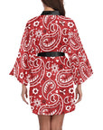 Red Bandana Women's Lounge Kimono Robe