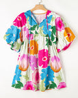 Iyla Floral Split Neck Babydoll Dress