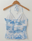 Floral Mesh Halter Tank Top